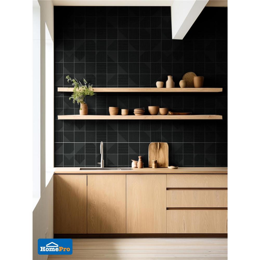 กระเบื้องผนังพอร์ซเลน 4x4 นิ้ว COTTO MT 4SR1 สลิม ฟอร์มา ดำ PM 1 ตร.ม.