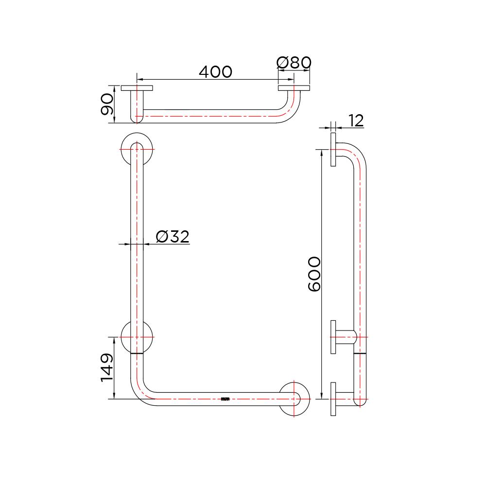 ราวมือจับกันลื่นตัว L KARAT FAUCET KB-12-832-ST(R)