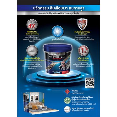 สีเคลือบเงา BEGER BEGERSHIELD GRIPTECH 2IN1 RUSTPROOF BRP600 สี SILVER GREY เงา 1 แกลลอน_1
