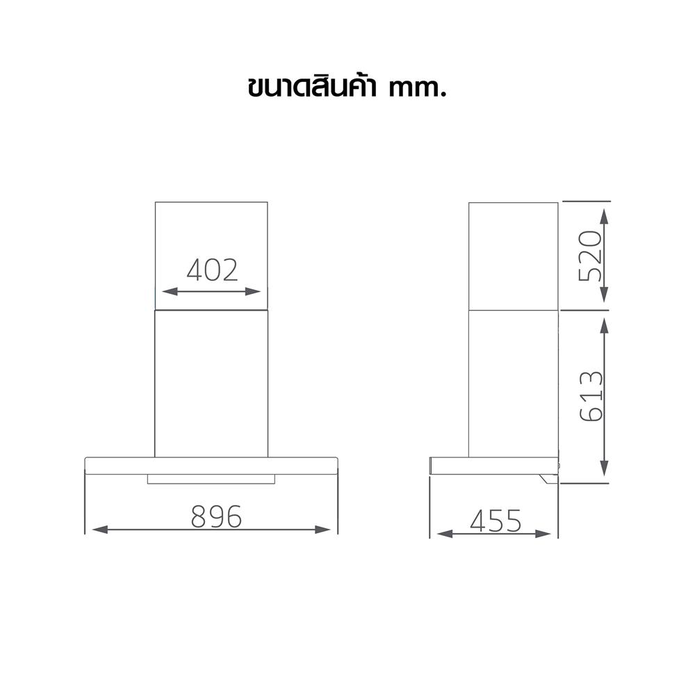 เครื่องดูดควันกระโจม LUCKY FLAME RG-911T(NS) 90 ซม.