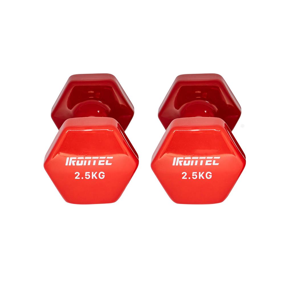 ดัมเบลหุ้มไวนิล IRONTEC 2.5 กก. สีแดง
