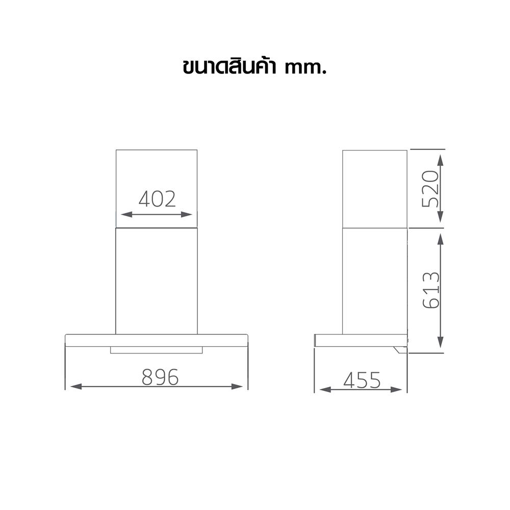 เครื่องดูดควันกระโจม LUCKY FLAME RG-911T(NB) 90 ซม.