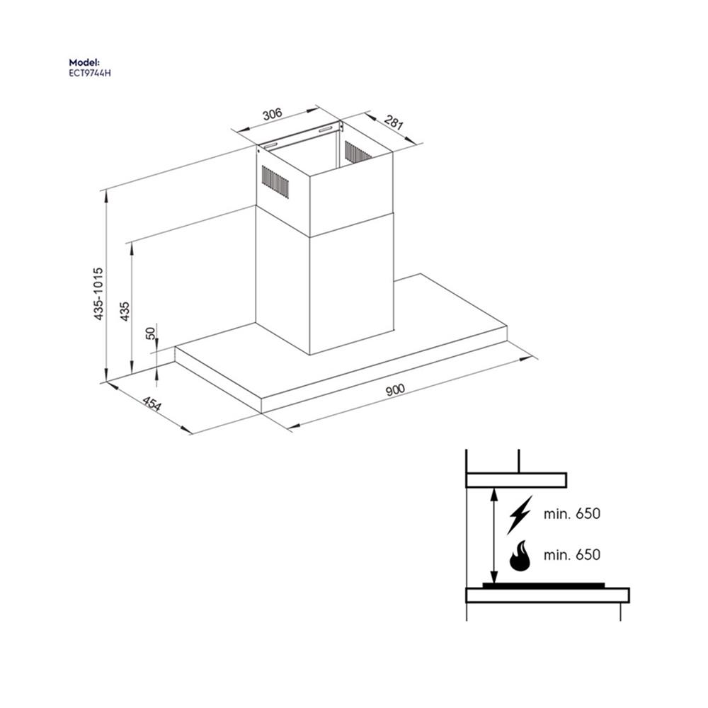 เครื่องดูดควันกระโจม ELECTROLUX ECT9744H 90 ซม.