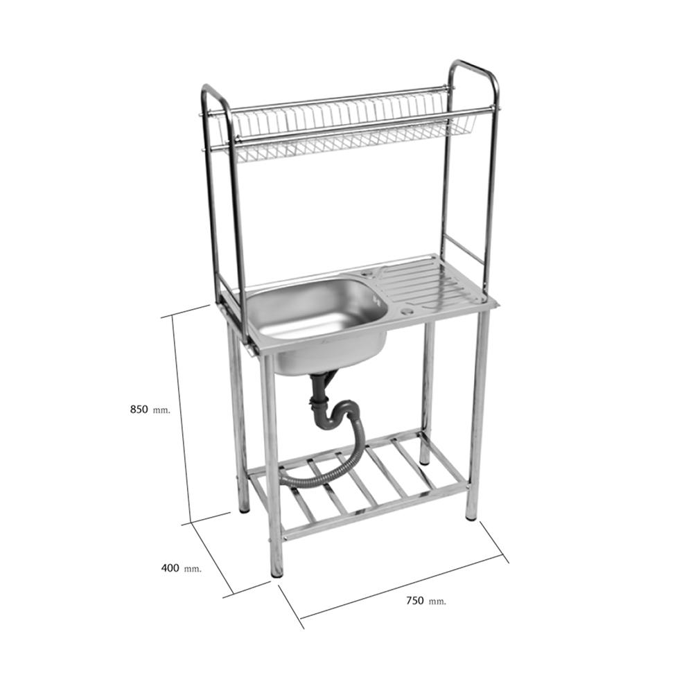 ซิงค์ขาตั้ง 1 หลุม 1 ที่พัก TECNOSTAR TT 7540 RACK สีเงิน