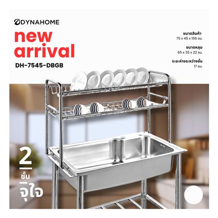 ซิงค์ขาตั้ง 1 หลุม DYNA HOME DH-7545-DBGB 2S สีเงิน_4