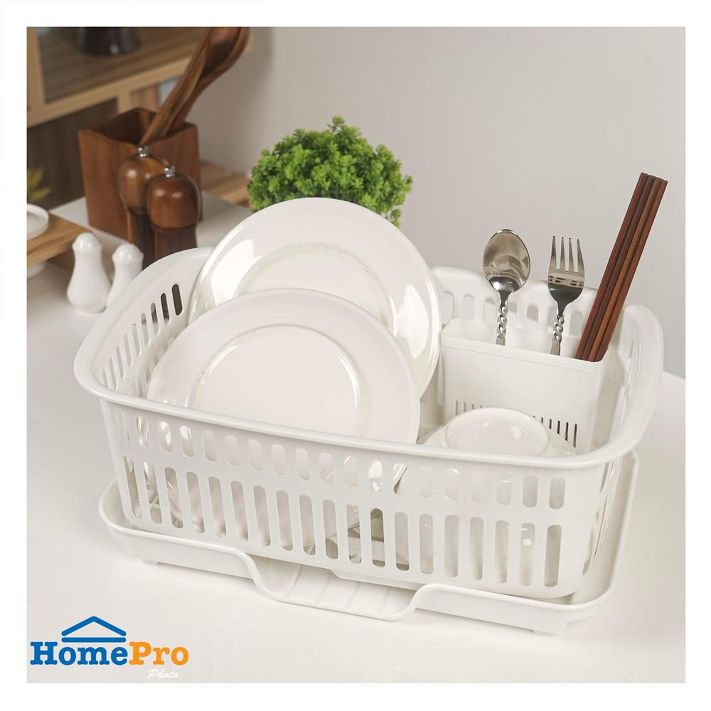 ที่คว่ำจานพลาสติกพร้อมถาดเก็บแก้ว KECH VALUE