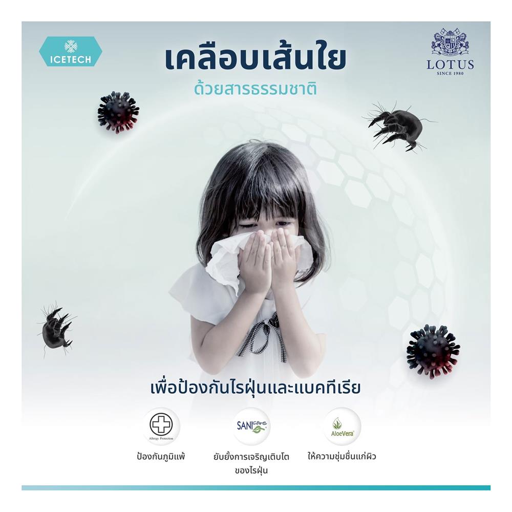 หมอนสุขภาพ ยางพารา LOTUS ICETECH 13.5x22 นิ้ว สีขาว