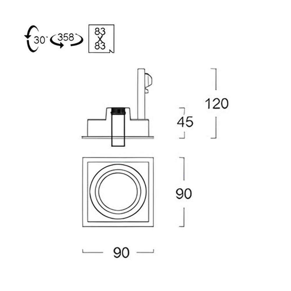 ดาวน์ไลท์ L&E HG 24-04605 3.3 นิ้ว สีขาว เหลี่ยม