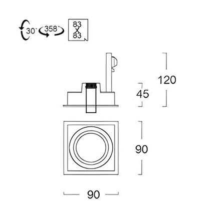 ดาวน์ไลท์ L&E HG 24-04605 3.3 นิ้ว สีขาว เหลี่ยม_4