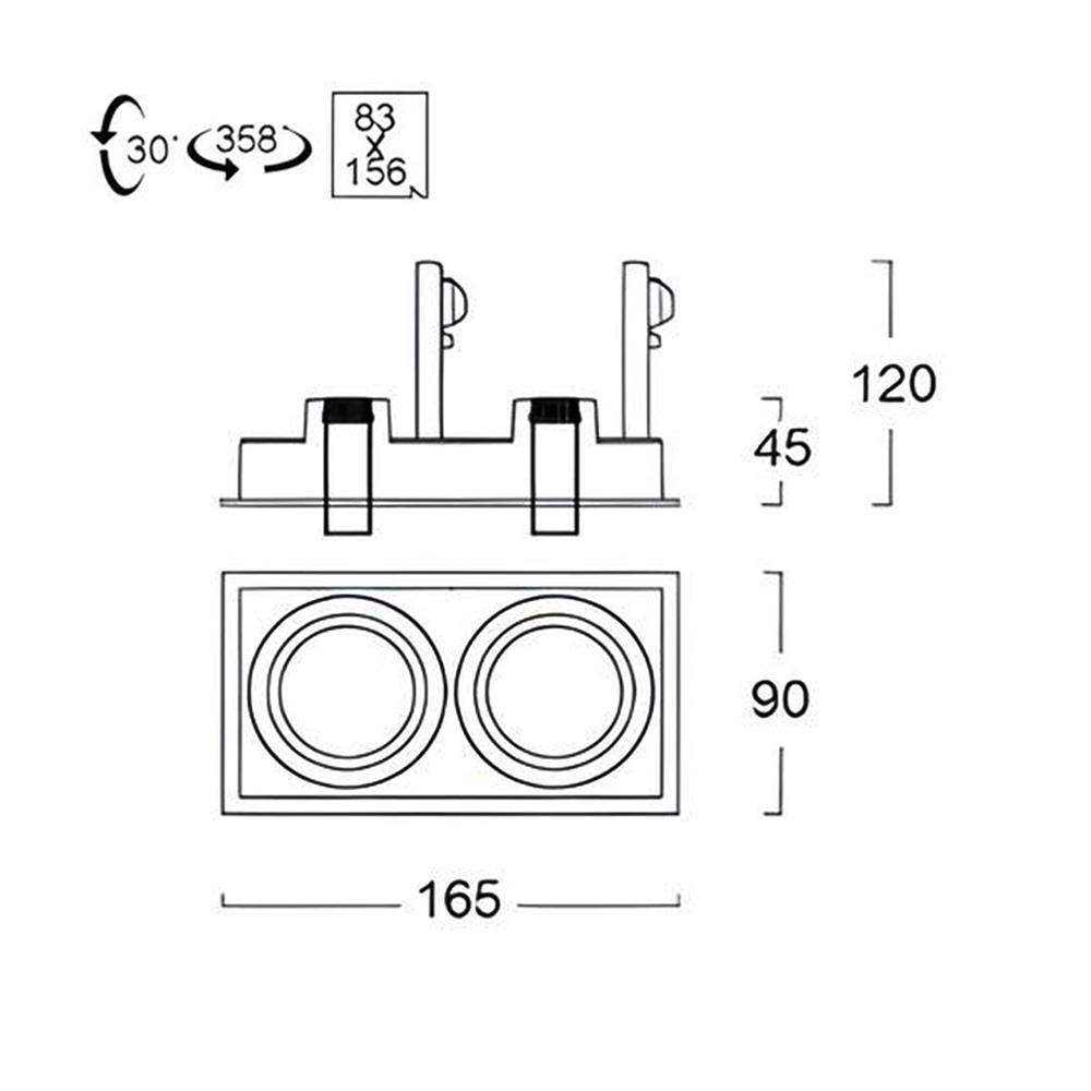 ดาวน์ไลท์ L&E HG 24-04610 6.14 นิ้ว สีขาว/ดำ เหลี่ยม