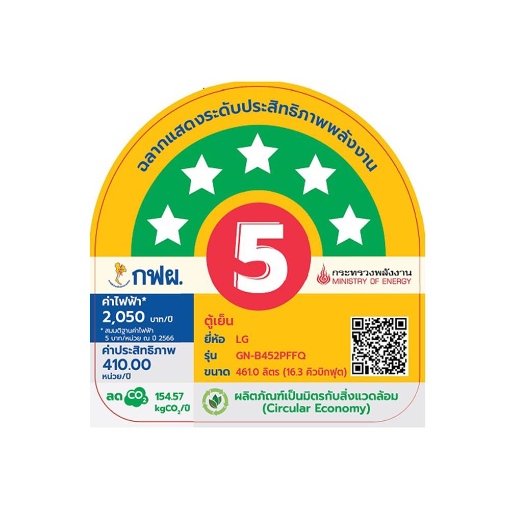 ตู้เย็น 2 ประตู LG GN-B452PFFQ.APYPLMT 16.3 คิว สีเทา อินเวอร์เตอร์