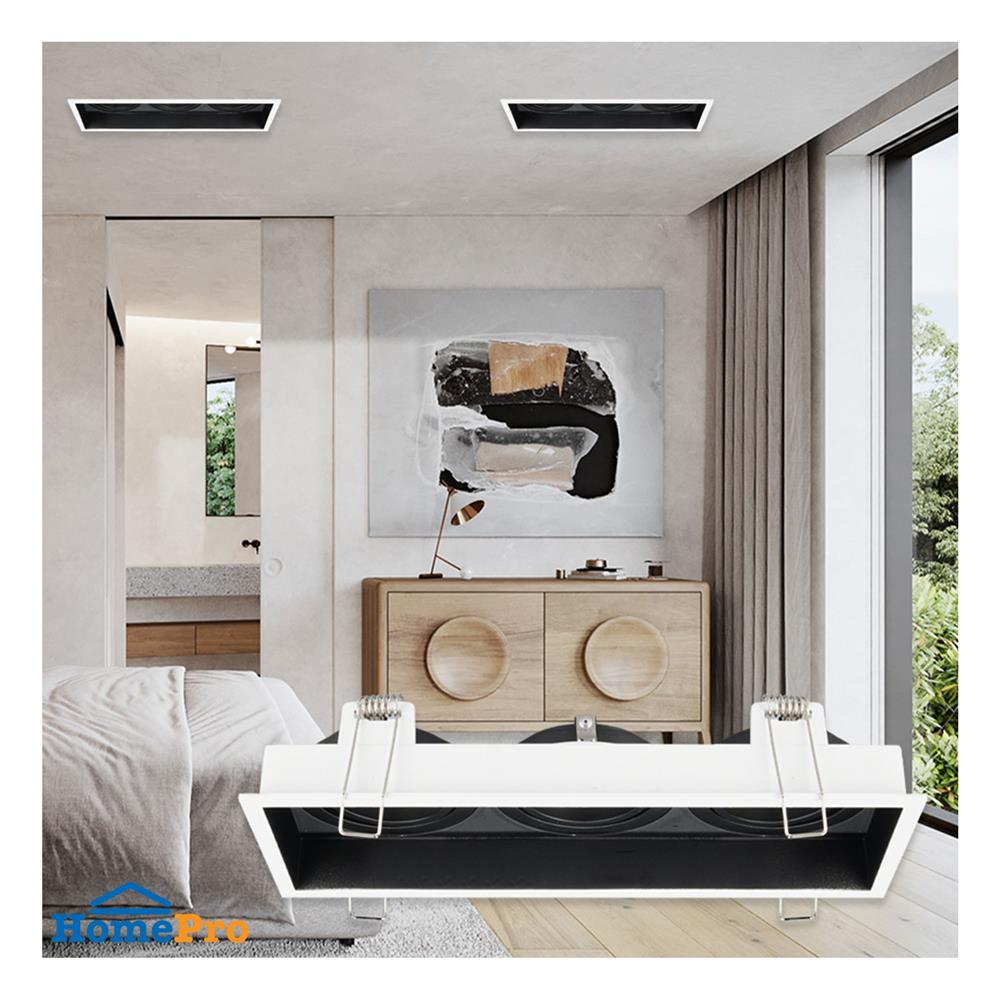 ดาวน์ไลท์ L&E HG 24-04611 9.21 นิ้ว สีขาว/ดำ เหลี่ยม