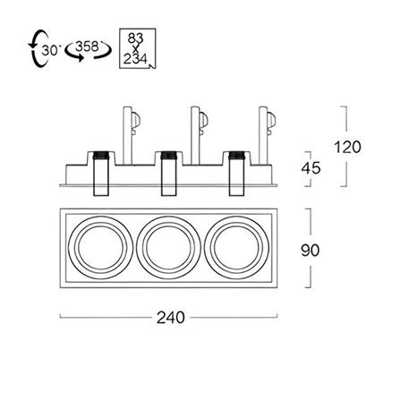 ดาวน์ไลท์ L&E HG 24-04611 9.21 นิ้ว สีขาว/ดำ เหลี่ยม_3