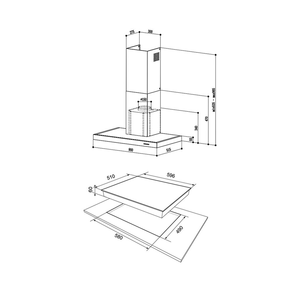 เตาฝัง+เครื่องดูดควัน MEX HVC264+K633B90