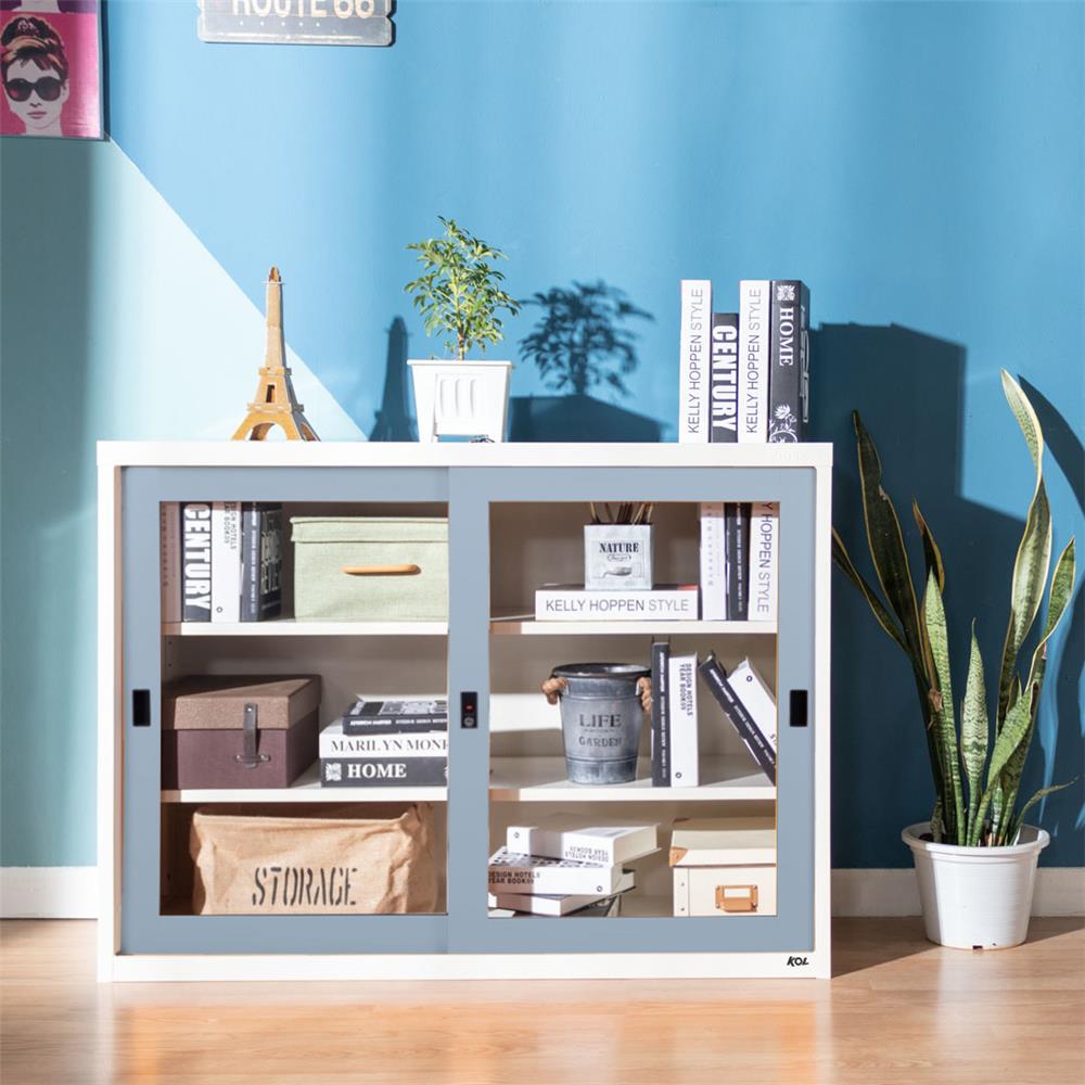 ตู้บานเลื่อนกระจก KOL KGD-4 120 ซม. สีเทาอ่อน