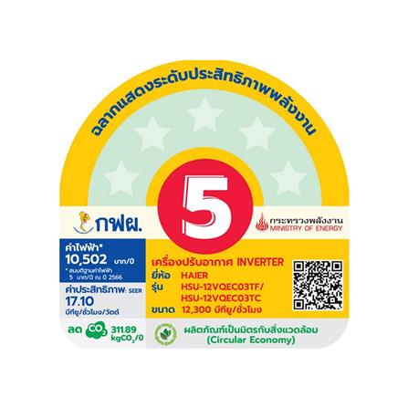 แอร์ผนัง HAIER HSU-12VQEC03T 12300 บีทียู อินเวอร์เตอร์_3