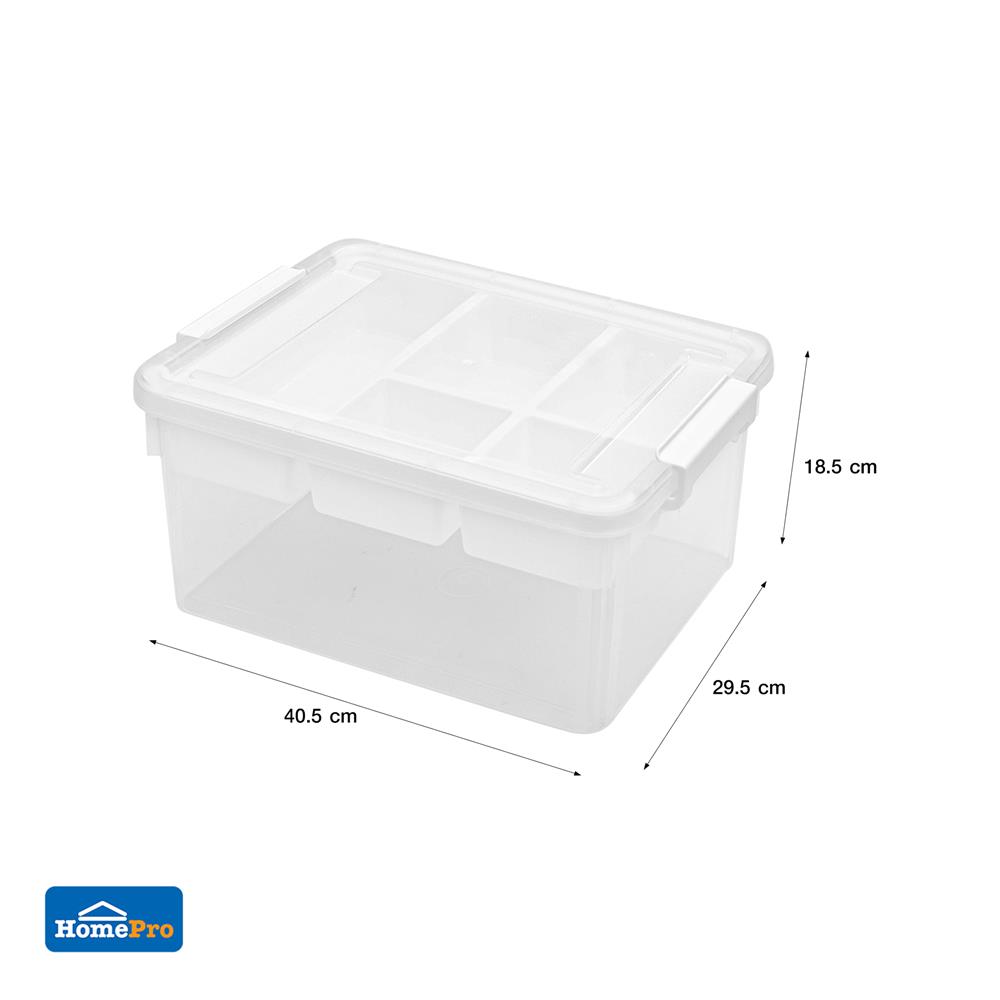 กล่องเก็บของพร้อมถาดแบ่ง STACKO SIZE S 40.5X29.5X18.5 ซม. สีใส