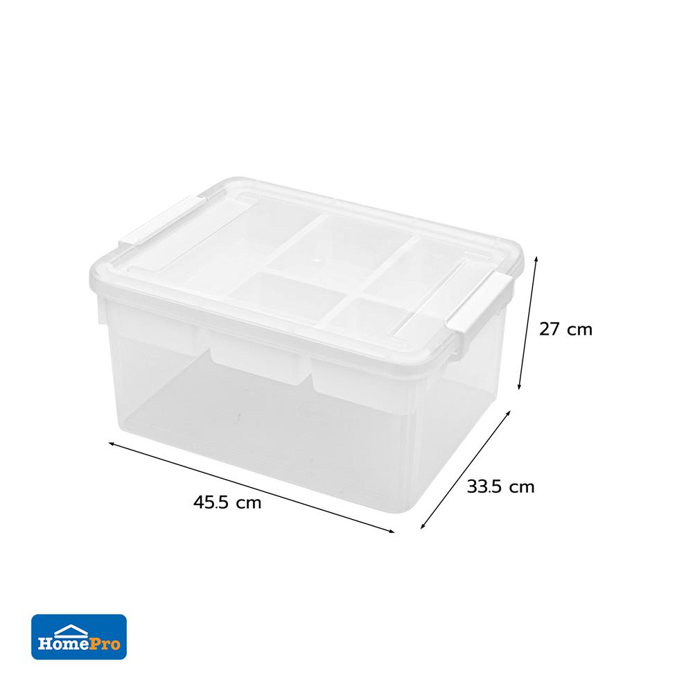 กล่องเก็บของพร้อมถาดแบ่ง STACKO SIZE M 45.5X33.5X27 ซม. สีใส