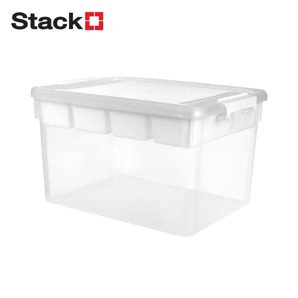 กล่องเก็บของพร้อมถาดแบ่ง STACKO SIZE L 50.5X37X29.3 ซม. สีใส_1