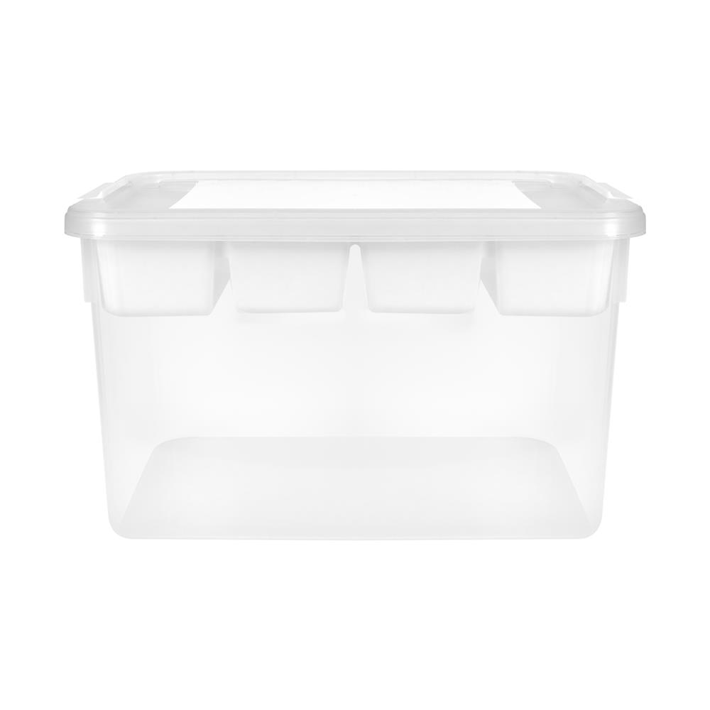 กล่องเก็บของพร้อมถาดแบ่ง STACKO SIZE L 50.5X37X29.3 ซม. สีใส