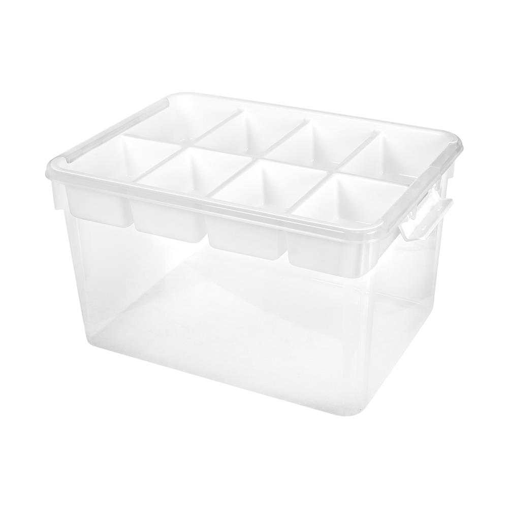 กล่องเก็บของพร้อมถาดแบ่ง STACKO SIZE L 50.5X37X29.3 ซม. สีใส