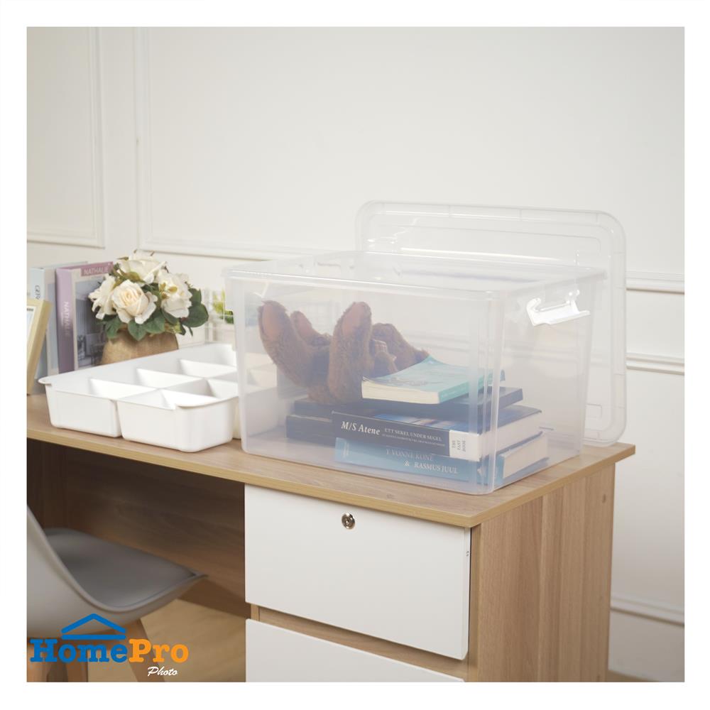 กล่องเก็บของพร้อมถาดแบ่ง STACKO SIZE L 50.5X37X29.3 ซม. สีใส