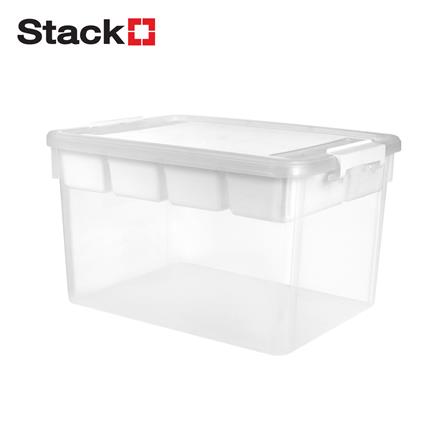 กล่องเก็บของพร้อมถาดแบ่ง STACKO SIZE L 50.5X37X29.3 ซม. สีใส_0