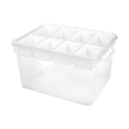 กล่องเก็บของพร้อมถาดแบ่ง STACKO SIZE L 50.5X37X29.3 ซม. สีใส_3