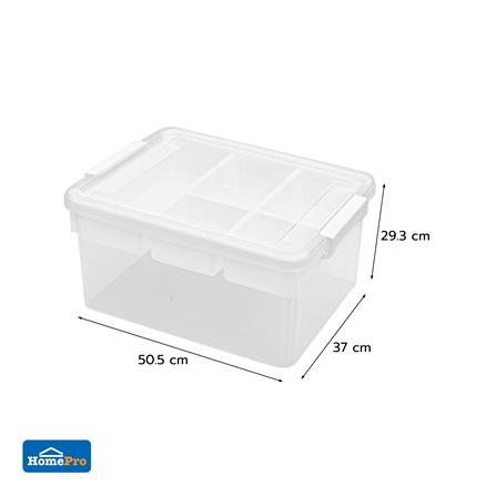 กล่องเก็บของพร้อมถาดแบ่ง STACKO SIZE L 50.5X37X29.3 ซม. สีใส_7