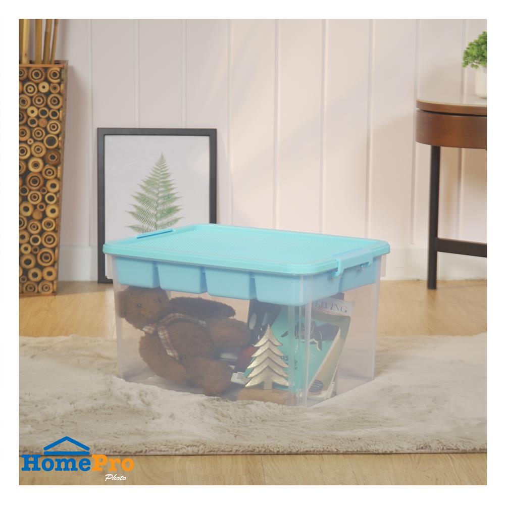 กล่องเก็บของพร้อมถาดแบ่ง STACKO 45.5X33.5X27 ซม. สีฟ้า