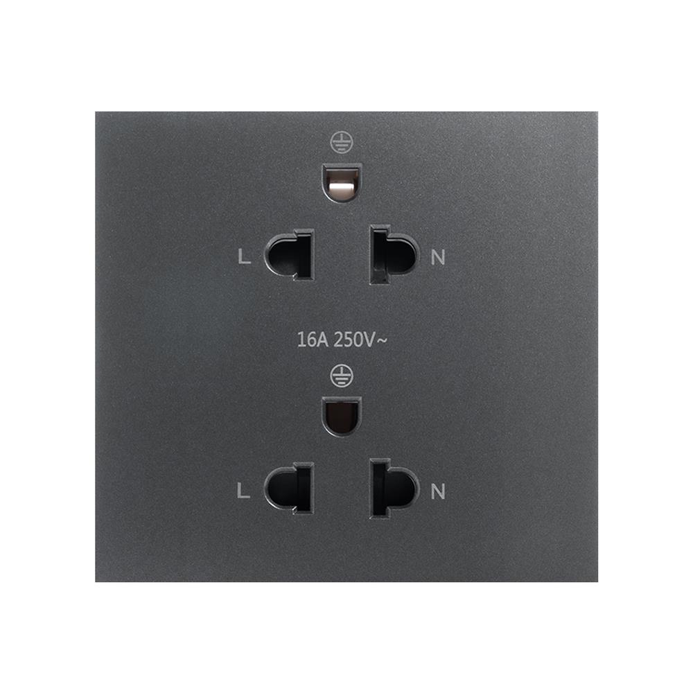 ชุดเต้ารับคู่ 3 ขา 2 ช่อง SIMON SIM52S-102L-GR7 สีเทา