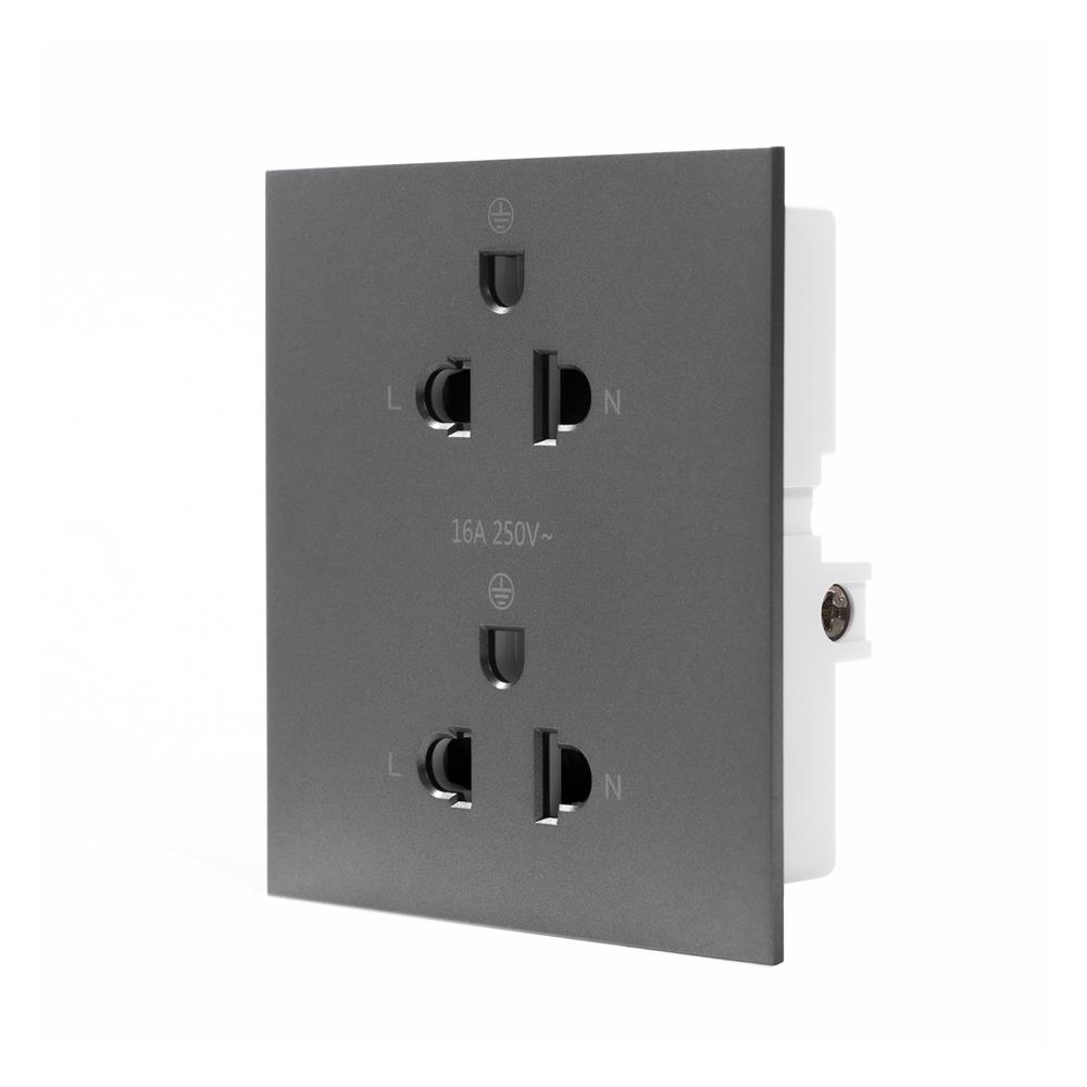 ชุดเต้ารับคู่ 3 ขา 2 ช่อง SIMON SIM52S-102L-GR7 สีเทา