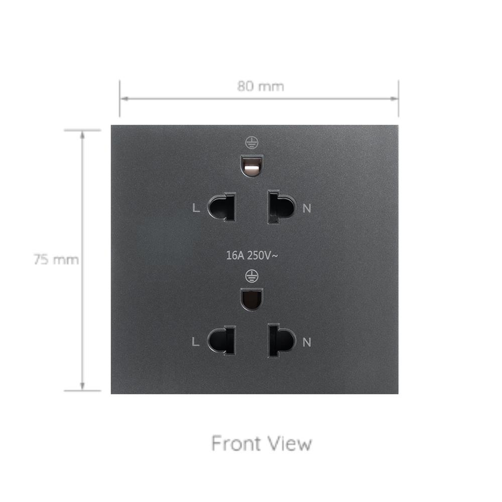ชุดเต้ารับคู่ 3 ขา 2 ช่อง SIMON SIM52S-102L-GR7 สีเทา