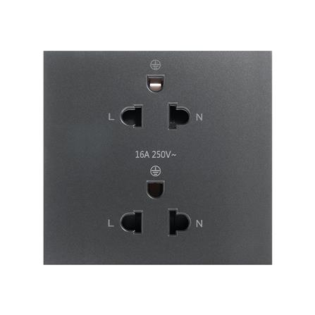 ชุดเต้ารับคู่ 3 ขา 2 ช่อง SIMON SIM52S-102L-GR7 สีเทา_0