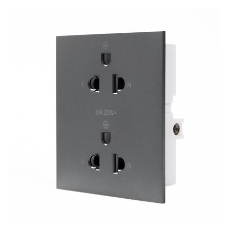 ชุดเต้ารับคู่ 3 ขา 2 ช่อง SIMON SIM52S-102L-GR7 สีเทา_1