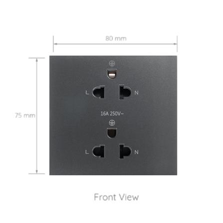 ชุดเต้ารับคู่ 3 ขา 2 ช่อง SIMON SIM52S-102L-GR7 สีเทา_2