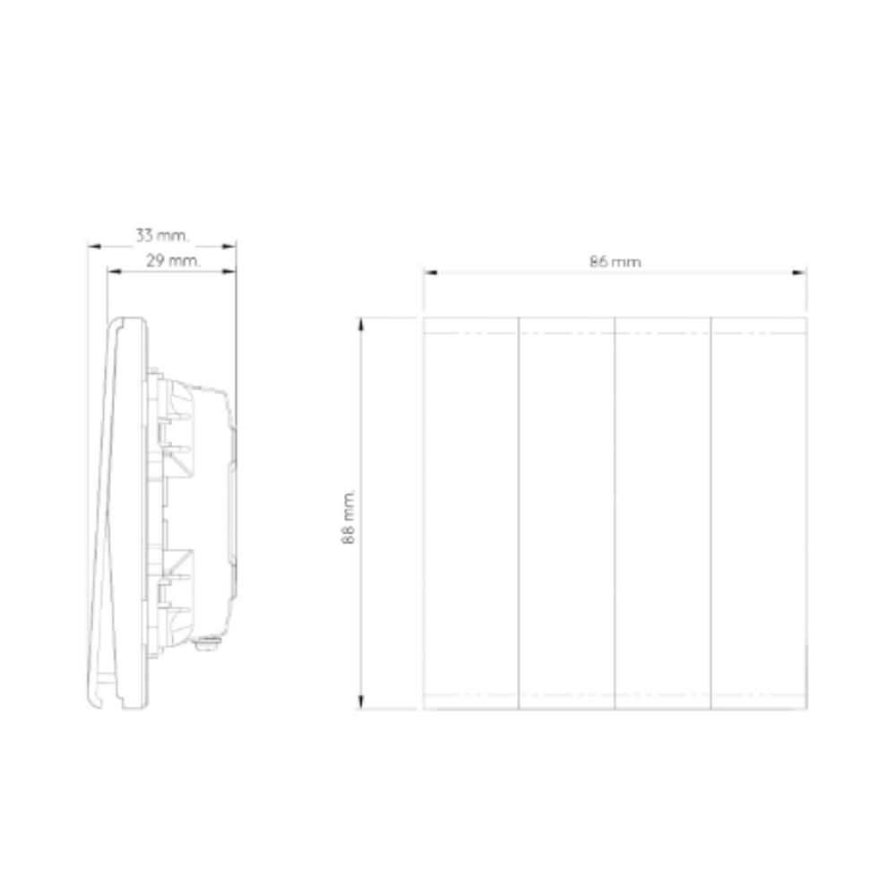 ชุดสวิตซ์ 1 ทาง 4 ช่อง SAHN D041-WHM สีขาวด้าน