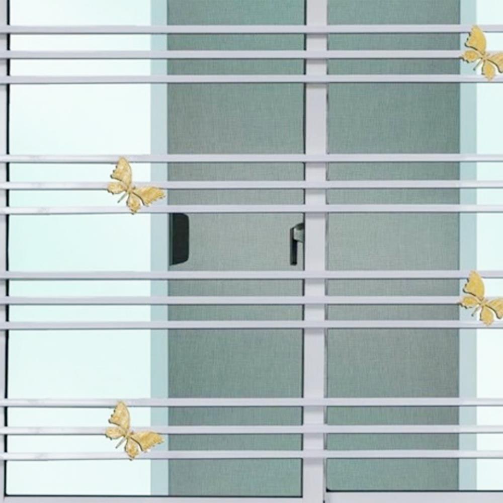 หน้าต่างบานเลื่อน อะลูมิเนียม มุ้ง เหล็กดัด MHOLARN ลายผีเสื้อทอง 100X100 ซม. หนา 8.5 ซม. สีขาว