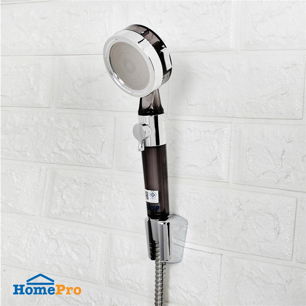 ชุดฝักบัวสายอ่อนปรับ 3 ระดับ พร้อมไส้กรอง WSP WSP-322 สีดำ