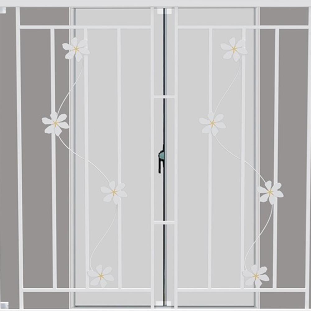 หน้าต่างบานเลื่อน อะลูมิเนียม มุ้ง เหล็กดัด MHOLARN ลายดอกไม้ 120X110 ซม. หนา 8.5 ซม. สีขาว