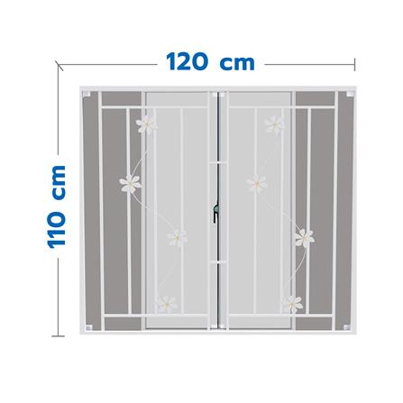 หน้าต่างบานเลื่อน อะลูมิเนียม มุ้ง เหล็กดัด MHOLARN ลายดอกไม้ 120X110 ซม. หนา 8.5 ซม. สีขาว_0