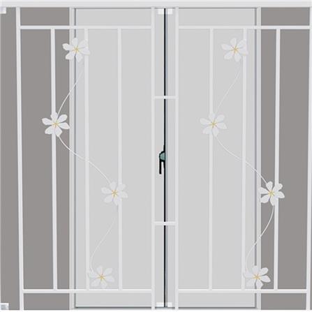 หน้าต่างบานเลื่อน อะลูมิเนียม มุ้ง เหล็กดัด MHOLARN ลายดอกไม้ 120X110 ซม. หนา 8.5 ซม. สีขาว_1