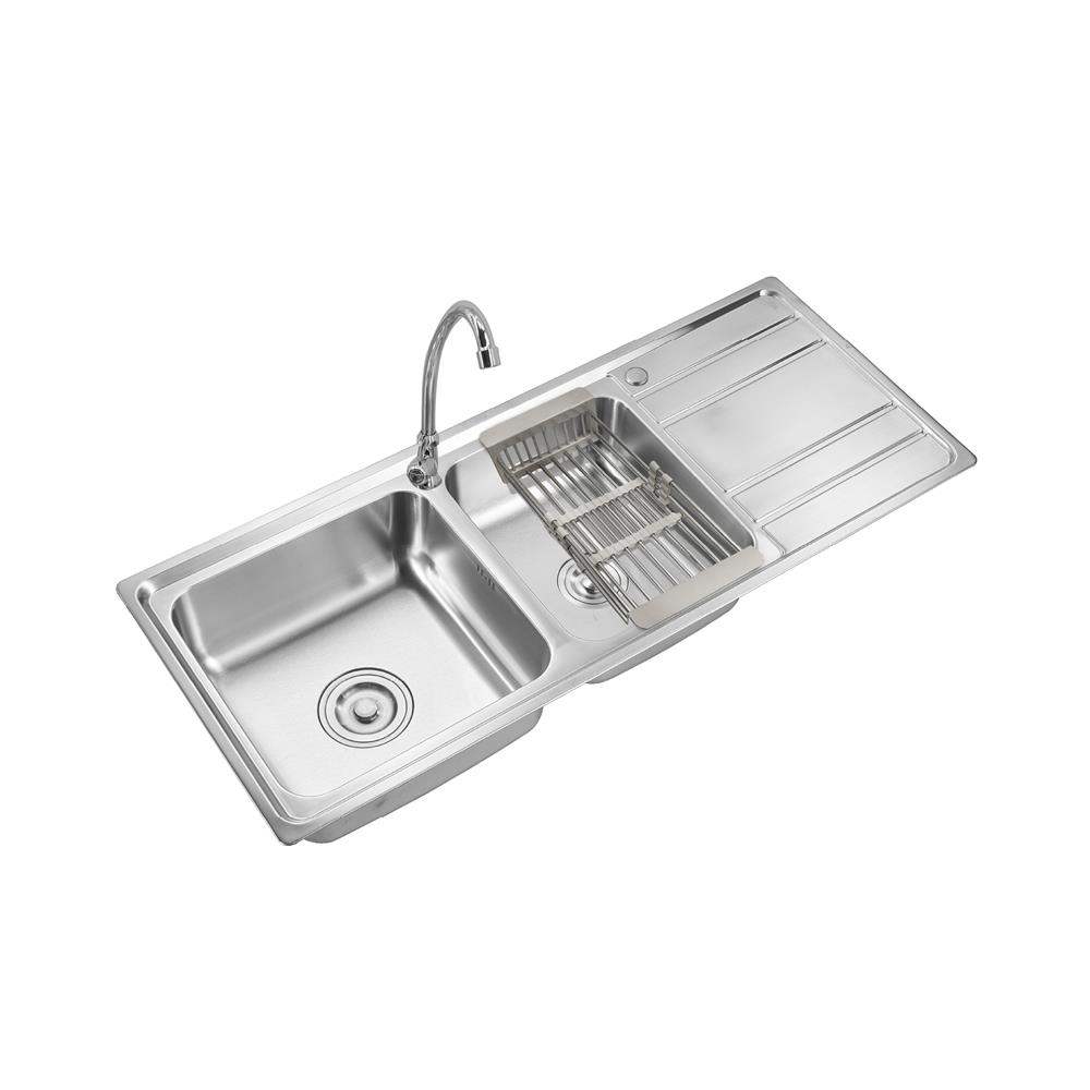 ซิงค์ฝัง 2 หลุม 1 ที่พัก LUCKY FLAME BIS-1258(SP) สีเงิน