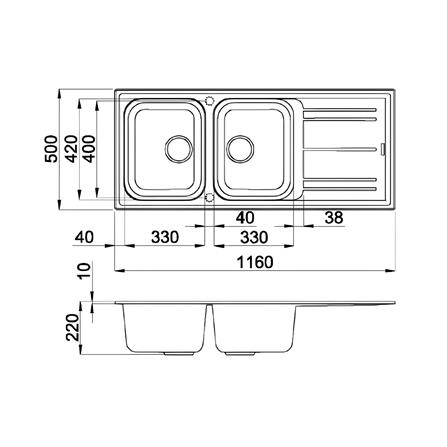 ซิงค์ฝัง 2 หลุม 1 ที่พัก METRIX MOS21TN ไทเทเนียมเกรย์_4