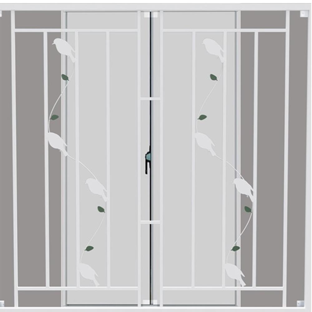 หน้าต่างบานเลื่อน อะลูมิเนียม มุ้ง เหล็กดัด MHOLARN ลาย BIRD 100X100 ซม. หนา 8.5 ซม. สีขาว