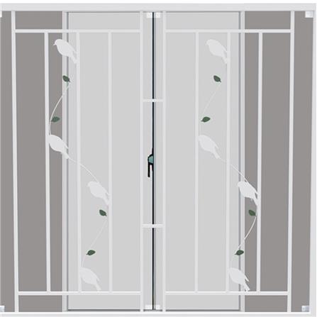 หน้าต่างบานเลื่อน อะลูมิเนียม มุ้ง เหล็กดัด MHOLARN ลาย BIRD 100X100 ซม. หนา 8.5 ซม. สีขาว_1