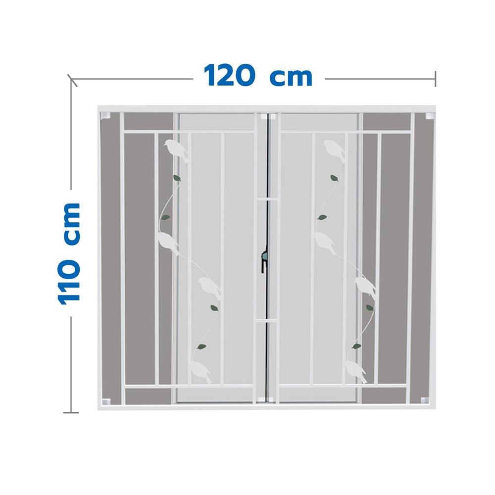 หน้าต่างบานเลื่อน อะลูมิเนียม มุ้ง เหล็กดัด MHOLARN ลาย BIRD 120X110 ซม. หนา 8.5 ซม. สีขาว