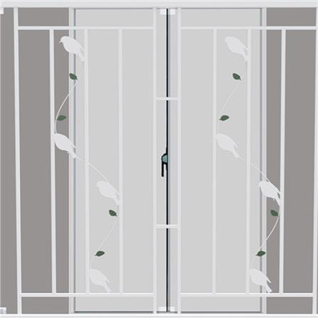 หน้าต่างบานเลื่อน อะลูมิเนียม มุ้ง เหล็กดัด MHOLARN ลาย BIRD 120X110 ซม. หนา 8.5 ซม. สีขาว_1