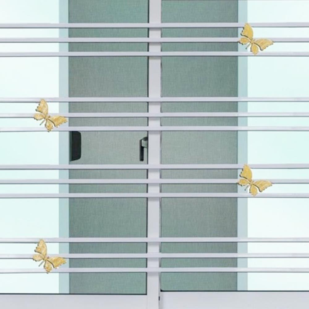 หน้าต่างบานเลื่อน อะลูมิเนียม มุ้ง เหล็กดัด MHOLARN ลายผีเสื้อทอง 120X110 ซม. หนา 8.5 ซม. สีขาว