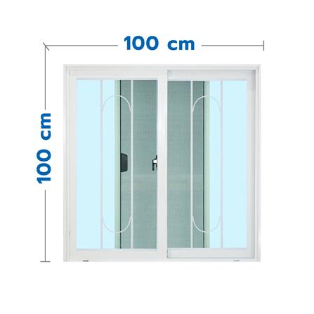 หน้าต่างบานเลื่อน อะลูมิเนียม มุ้ง เหล็กดัด MHOLARN ลายทองหยอด 100X100 ซม. หนา 8.5 ซม. สีขาว_0